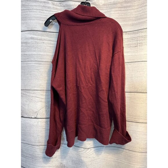 1.State Burgundy Cold Shoulder Turtleneck Sweater Size L - Picture 4 of 4